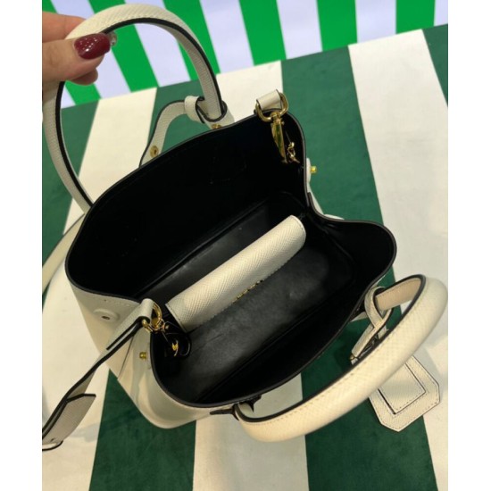 Replica Prada Double Saffiano Leather Mini Bag Cream