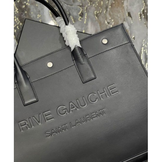 Replica YSL Saint Laurent Rive Gauche Small Tote Bag Black