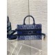 Fake Dior Mini Book Tote with Strap Blue Denim Oblique Jacquard Replica