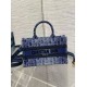 Fake Dior Mini Book Tote with Strap Blue Denim Oblique Jacquard Replica