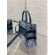 Fake Dior Mini Book Tote with Strap Blue Denim Oblique Jacquard Replica