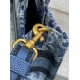 Fake Dior Mini Book Tote with Strap Blue Denim Oblique Jacquard Replica