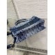 Fake Dior Mini Book Tote with Strap Blue Denim Oblique Jacquard Replica
