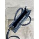 Fake Dior Mini Book Tote with Strap Blue Denim Oblique Jacquard Replica
