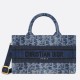 Fake Dior Mini Book Tote with Strap Blue Denim Oblique Jacquard Replica