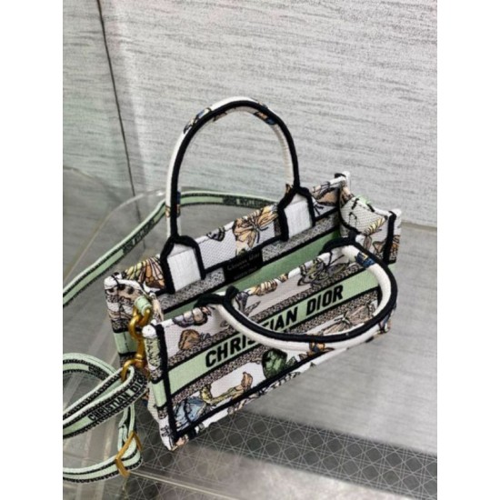 Fake Dior Mini Book Tote with Strap White Toile de Jouy Mexico Embroidery Replica Replica Dior Mini Book Tote with Strap White Toile de Jouy Mexico Embroidery