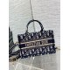 Fake Dior Mini Book Tote with Strap Blue Dior Oblique Embroidery Replica