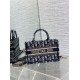 Fake Dior Mini Book Tote with Strap Blue Dior Oblique Embroidery Replica