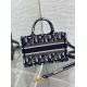 Fake Dior Mini Book Tote with Strap Blue Dior Oblique Embroidery Replica