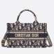 Fake Dior Mini Book Tote with Strap Blue Dior Oblique Embroidery Replica