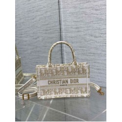 Replica Dior Mini Book Tote with Strap Gold-Tone Dior Oblique Embroidery Replica Dior Mini Book Tote with Strap Gold-Tone Dior Oblique Embroidery