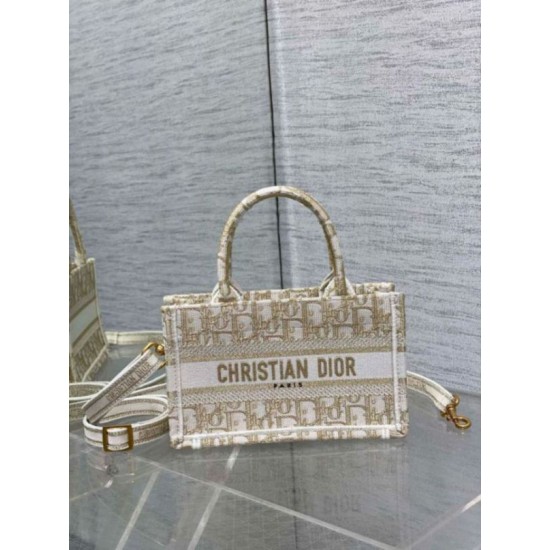 Replica Dior Mini Book Tote with Strap Gold-Tone Dior Oblique Embroidery Replica Dior Mini Book Tote with Strap Gold-Tone Dior Oblique Embroidery