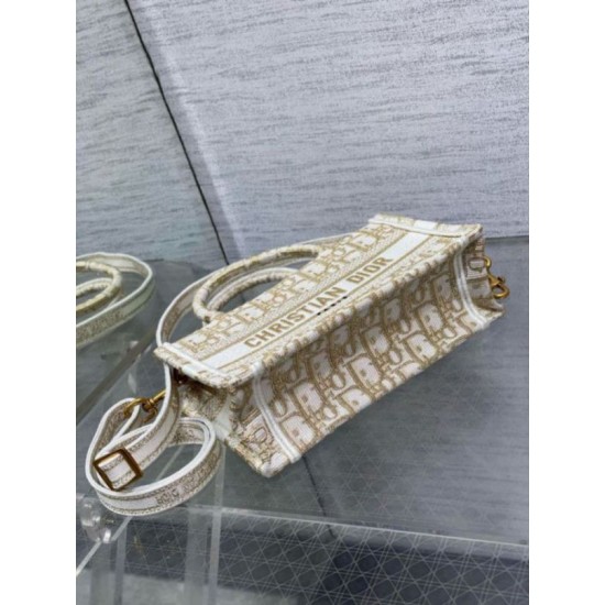 Replica Dior Mini Book Tote with Strap Gold-Tone Dior Oblique Embroidery Replica Dior Mini Book Tote with Strap Gold-Tone Dior Oblique Embroidery
