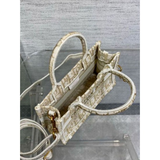 Replica Dior Mini Book Tote with Strap Gold-Tone Dior Oblique Embroidery Replica Dior Mini Book Tote with Strap Gold-Tone Dior Oblique Embroidery