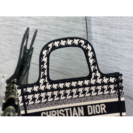 Fake Dior Mini Book Tote Bag Micro Houndstooth Embroidery Replica Replica Dior Mini Book Tote Bag Micro Houndstooth Embroidery
