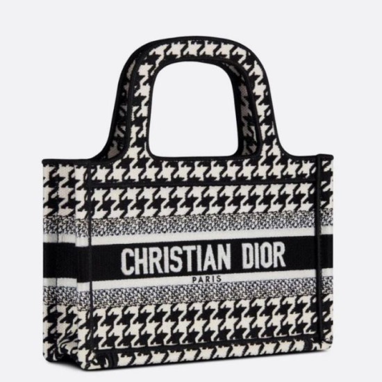 Fake Dior Mini Book Tote Bag Micro Houndstooth Embroidery Replica Replica Dior Mini Book Tote Bag Micro Houndstooth Embroidery