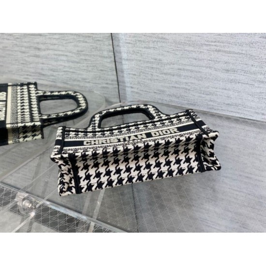 Fake Dior Mini Book Tote Bag Micro Houndstooth Embroidery Replica Replica Dior Mini Book Tote Bag Micro Houndstooth Embroidery