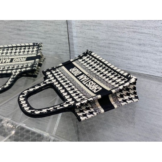 Fake Dior Mini Book Tote Bag Micro Houndstooth Embroidery Replica Replica Dior Mini Book Tote Bag Micro Houndstooth Embroidery