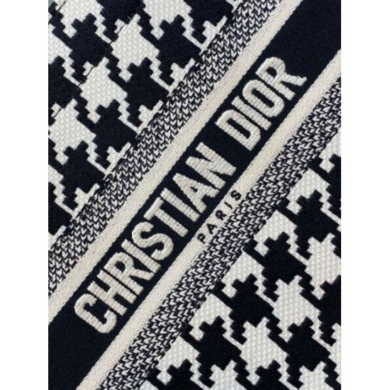 Replica Dior Small Book Tote Bag Micro Houndstooth Embroidery