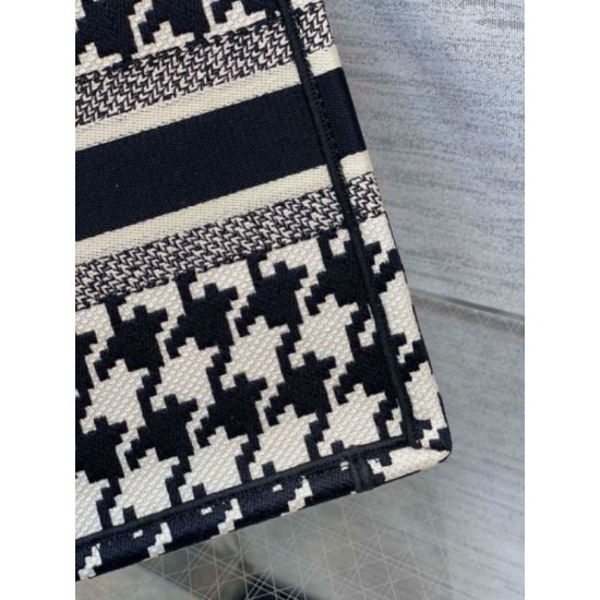 Replica Dior Small Book Tote Bag Micro Houndstooth Embroidery