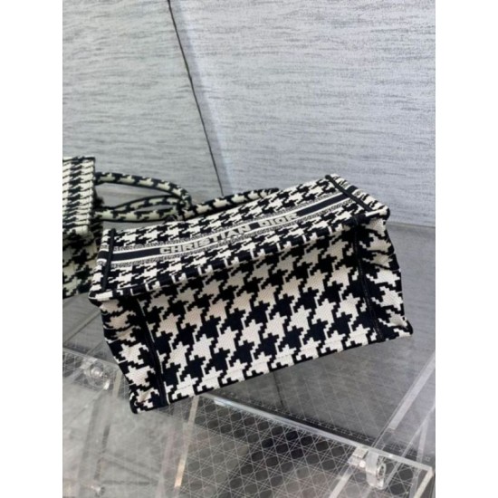Replica Dior Small Book Tote Bag Micro Houndstooth Embroidery