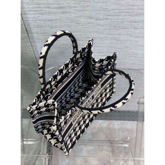 Replica Dior Small Book Tote Bag Micro Houndstooth Embroidery