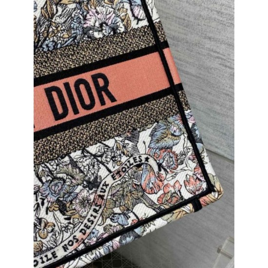 Replica Dior Medium Book Tote Bag Butterfly Around The World Embroidery