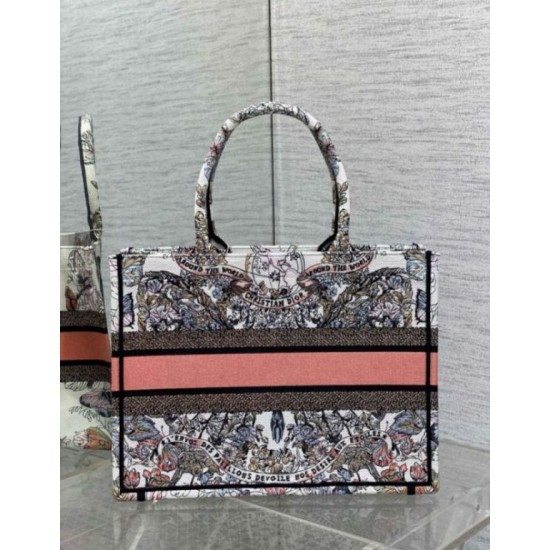 Replica Dior Medium Book Tote Bag Butterfly Around The World Embroidery
