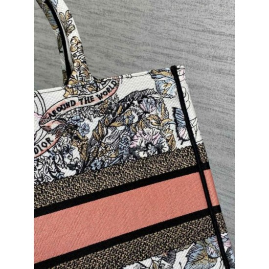 Replica Dior Medium Book Tote Bag Butterfly Around The World Embroidery