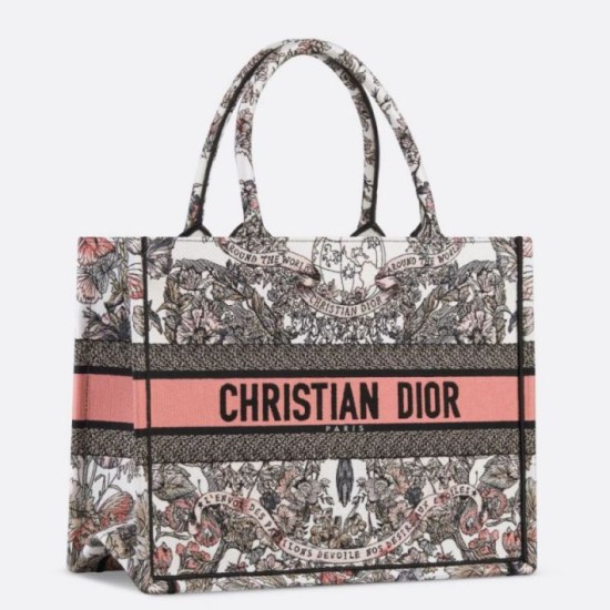 Replica Dior Medium Book Tote Bag Butterfly Around The World Embroidery