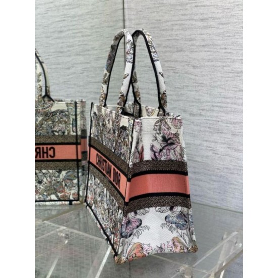 Replica Dior Medium Book Tote Bag Butterfly Around The World Embroidery