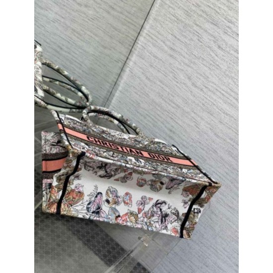 Replica Dior Medium Book Tote Bag Butterfly Around The World Embroidery