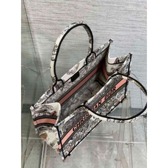 Replica Dior Medium Book Tote Bag Butterfly Around The World Embroidery