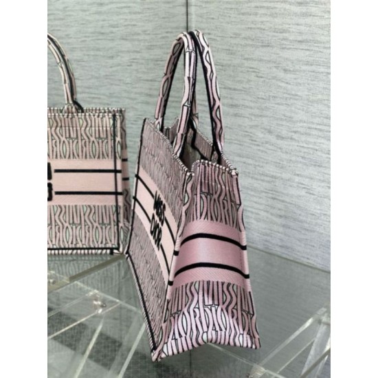 Replica Dior Medium Book Tote Bag Pink Miss Dior Allover Embroidery