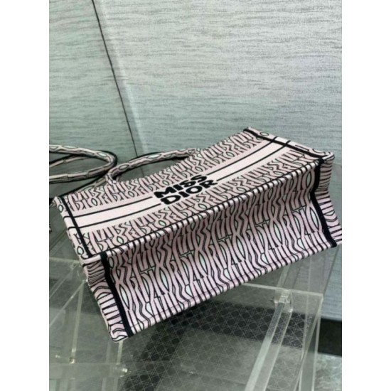 Replica Dior Medium Book Tote Bag Pink Miss Dior Allover Embroidery