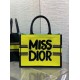 Replica Dior Medium Book Tote Bag Yellow and Blue Miss Dior Graffiti Embroidery