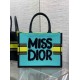 Replica Dior Medium Book Tote Bag Yellow and Blue Miss Dior Graffiti Embroidery