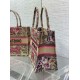 Fake Dior Medium Dioriviera Book Tote Raffia with Pink Toile de Jouy Sauvage Embroidery Replica