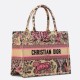 Fake Dior Medium Dioriviera Book Tote Raffia with Pink Toile de Jouy Sauvage Embroidery Replica