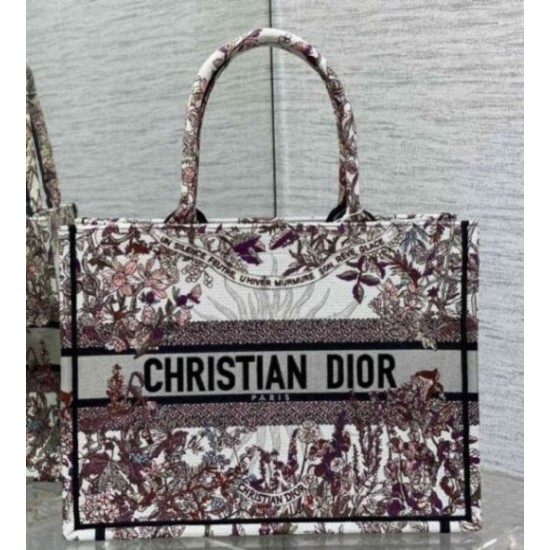 Fake Dior Medium Book Tote Bag Dior 4 Saisons Hiver Soleil Embroidery Replica