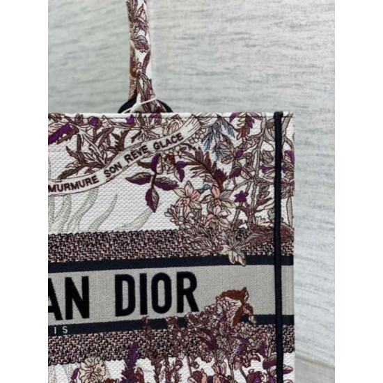 Fake Dior Medium Book Tote Bag Dior 4 Saisons Hiver Soleil Embroidery Replica