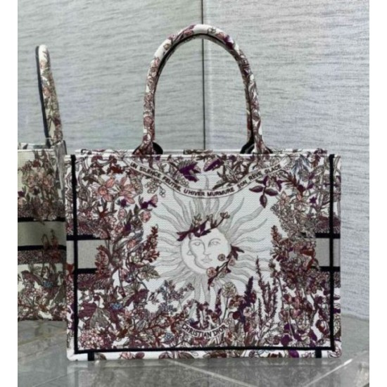 Fake Dior Medium Book Tote Bag Dior 4 Saisons Hiver Soleil Embroidery Replica