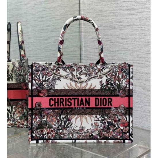 Replica Dior Medium Book Tote Bag Dior 4 Saisons Printemps Soleil Embroidery