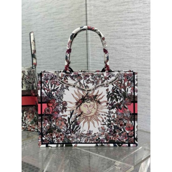 Replica Dior Medium Book Tote Bag Dior 4 Saisons Printemps Soleil Embroidery