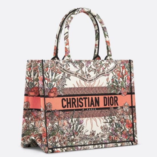 Replica Dior Medium Book Tote Bag Dior 4 Saisons Printemps Soleil Embroidery