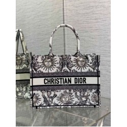 Replica Dior Medium Book Tote Bag White Toile de Jouy Soleil Embroidery