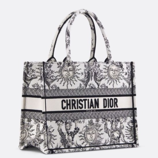 Replica Dior Medium Book Tote Bag White Toile de Jouy Soleil Embroidery Replica Dior Medium Book Tote Bag White Toile de Jouy Soleil Embroidery