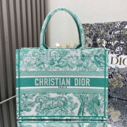 Fake Dior Medium Dioriviera Book Tote Aquamarina Toile de Jouy Embroidery Replica