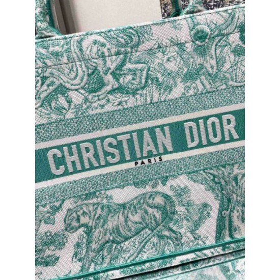 Fake Dior Medium Dioriviera Book Tote Aquamarina Toile de Jouy Embroidery Replica
