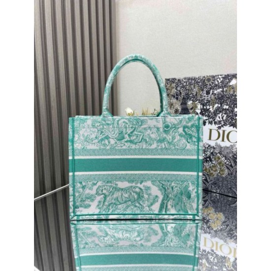 Fake Dior Medium Dioriviera Book Tote Aquamarina Toile de Jouy Embroidery Replica